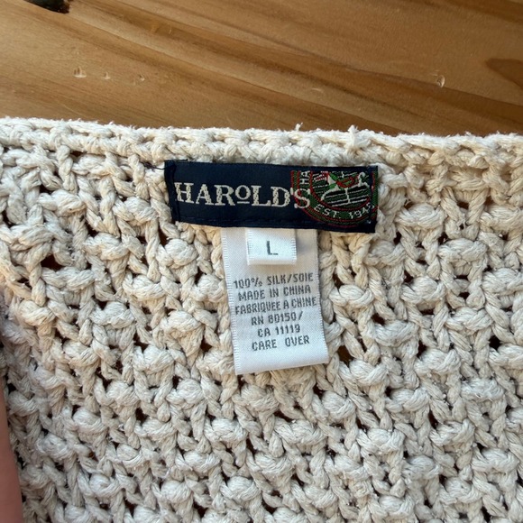 Vintage Harold's 100% Silk Button Front Chunky Knit Sleeveless Cardigan - Picture 3 of 11